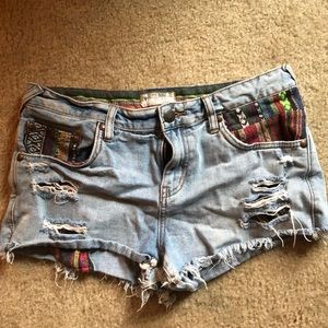 Free people frayed denim cut-off shorts